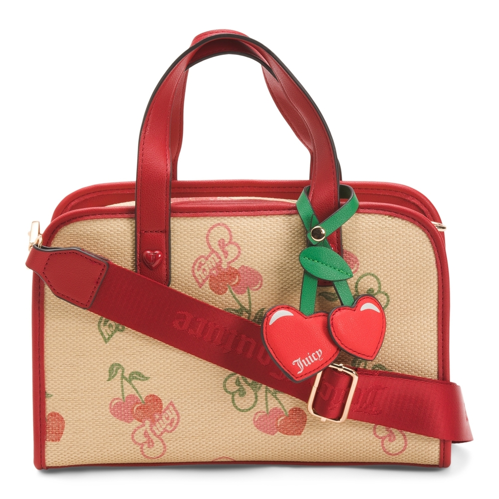 Juicy Couture Red & Green Cherry Canvas Satchel
